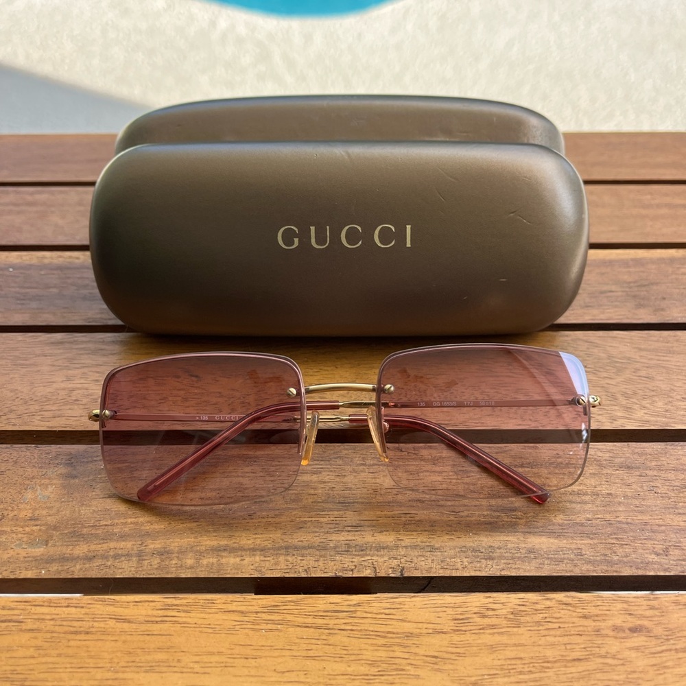 Gucci Rimless Sunglasses with Rose Lens NEW